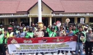 Deklarasi Pemilu Damai Ojek Online Dan Ojek Pangkalan Bersama Kapolres Indramayu