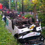 Bus Kramatjati Terguling Di Jl. Raya Bypass Cicalengka Kab. Bandung