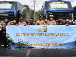 Mahasiswa Mudik Gratis dari Kapolri tiba di Madina