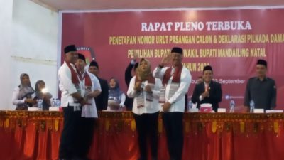 KPU Tetapkan Nomor Urut Calon Bupati Madina