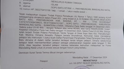 Kades Sopo Batu Dilaporkan Warganya ke Polres Madina