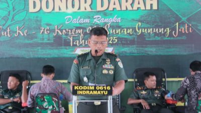 Donor Darah Massal Kodim 0616/Indramayu: Setetes Darah, Harapan Hidup di HUT Korem Sunan Gunung Jati ke-76